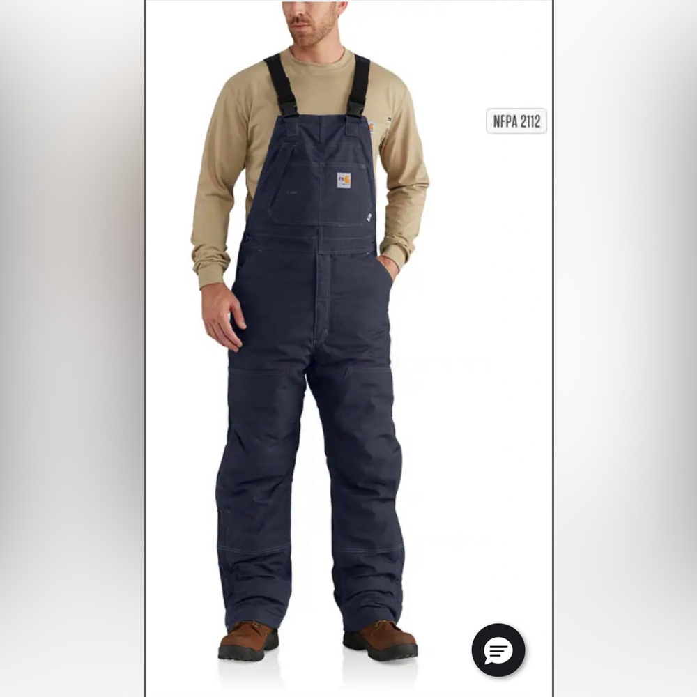 NWT Carhartt Flame Resistant Duck Bib Quilt Lined Overalls (CAT4) | Size 34x32